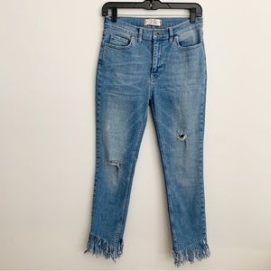 We The Free Blue Distressed Ankle Jeans